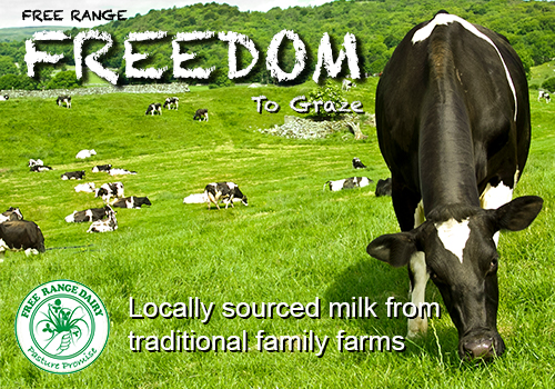 Free Range, Freedom to graze - Locally sourced milk from traditional family farms